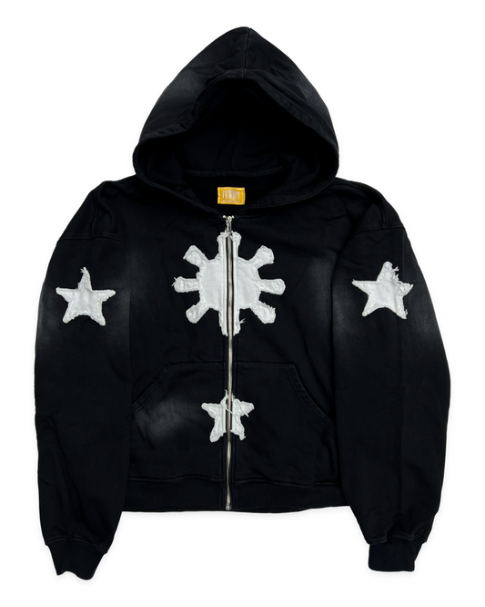 BLACK THREE STARS AND A SUN ZIP UP