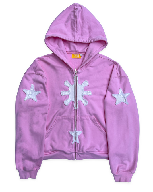 PINK THREE STARS AND A SUN ZIP UP